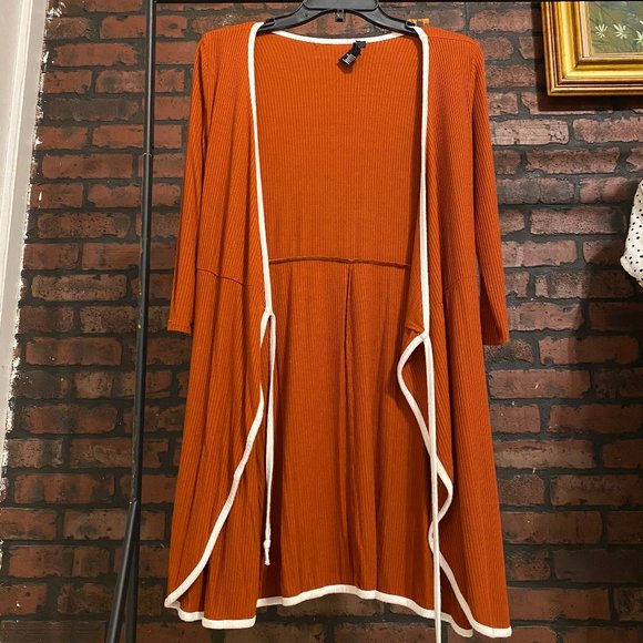 Forever 21 Orange White String Wrap Dress, Small, V neck - Picture 1 of 4